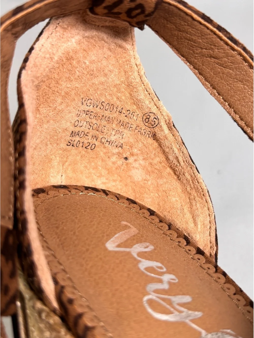 Very G Brown Leopard Print Espadrille Wedge Sandals